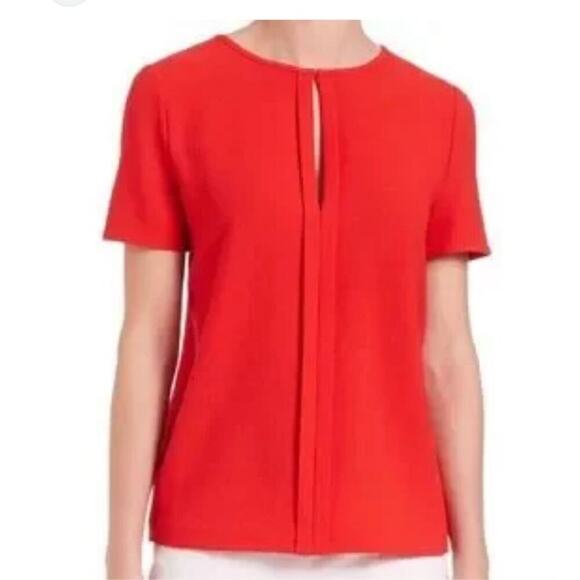 Tory Burch Womens Keyhole Textured Crepe Blouse Top Red Size Small - Picture 1 of 10
